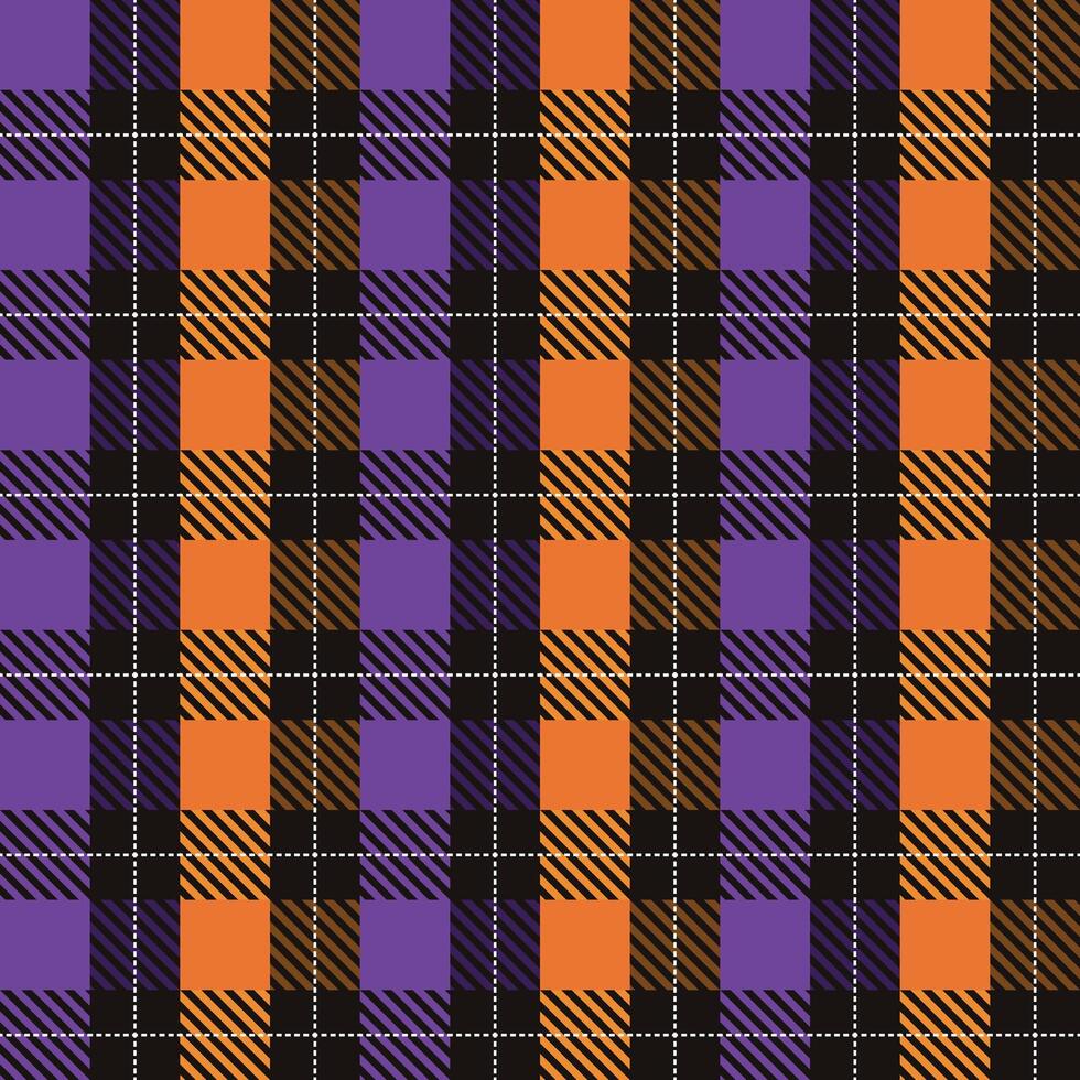 Haloween purple orange blacck checkered background, plaid texture seamless pattern fabric checkered background, gingham background vector