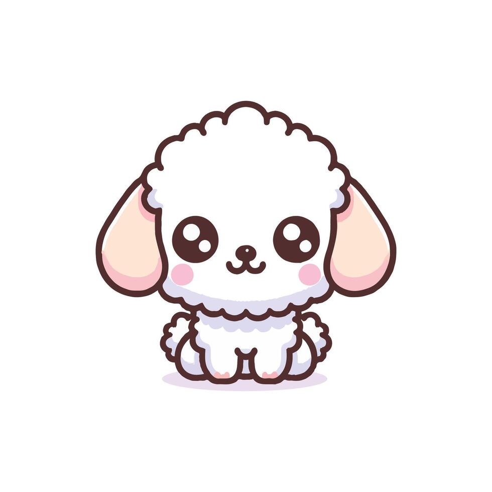 Cute happy sheep cartoon icon illustration vector