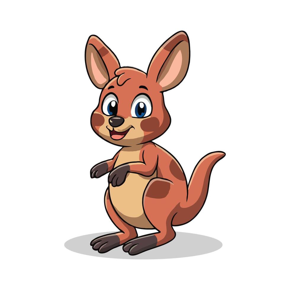 Cute little kangaroo cartoon icon illustration vector