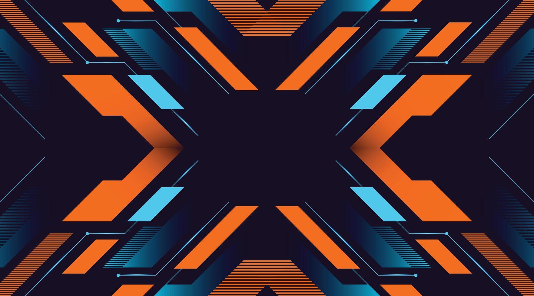 Cyber Future Style Background with Polygon Symmetry Style with Orange and Blue Gradient Color vector