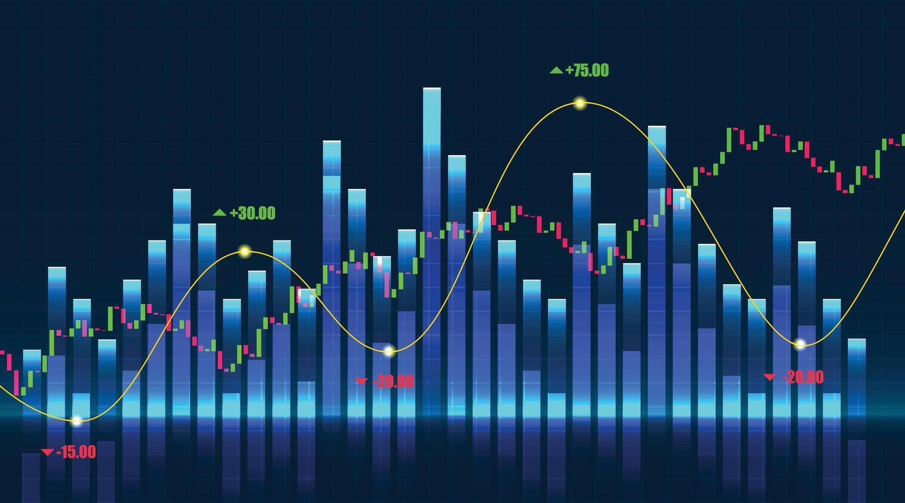 Stock market trading chart and candlestick chart background illustration. financial investment concept. Financial Economy trend background for business idea design. vector