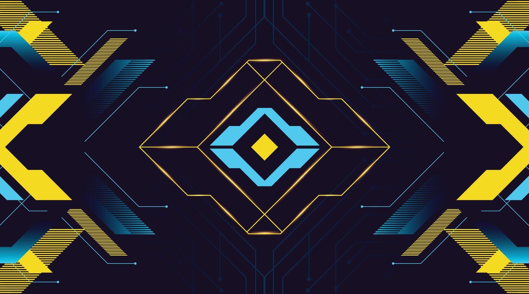 Cyber Future Style Background with Polygon Symmetry Style with Yellow and Blue Gradient Color vector