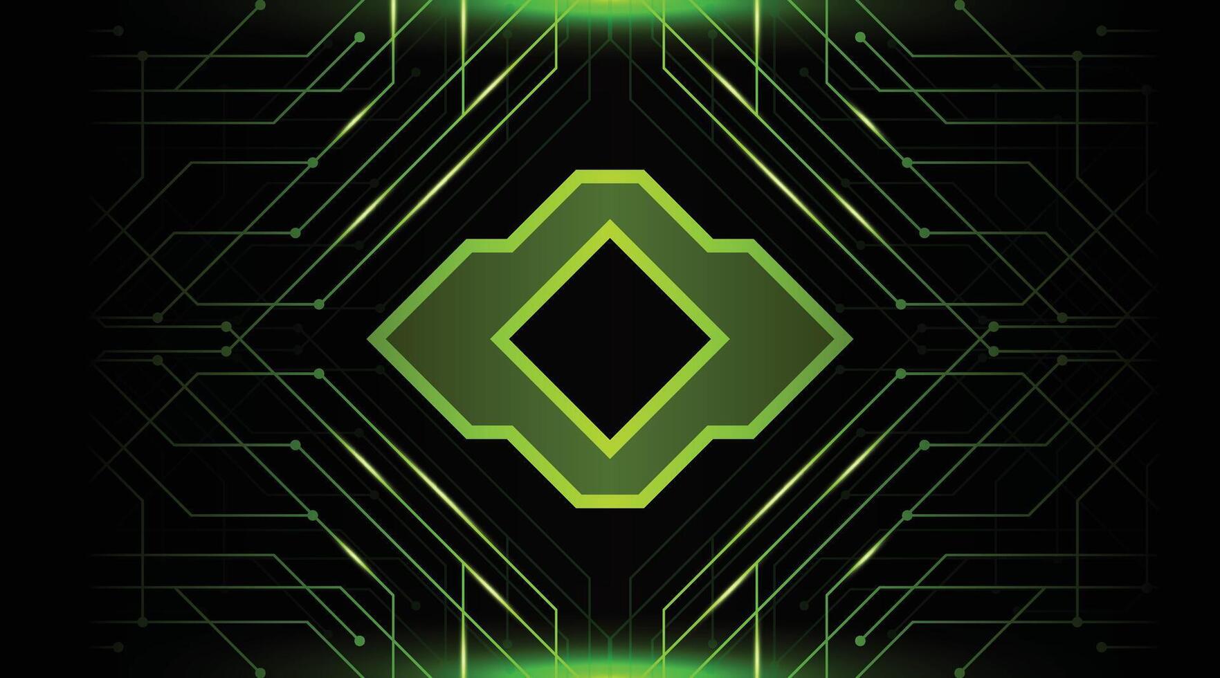 Cyber Future Style Background with Polygon Symmetry Style with neon Green Gradient Color vector