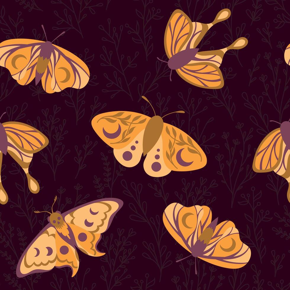 A pattern with butterflies and plants vector