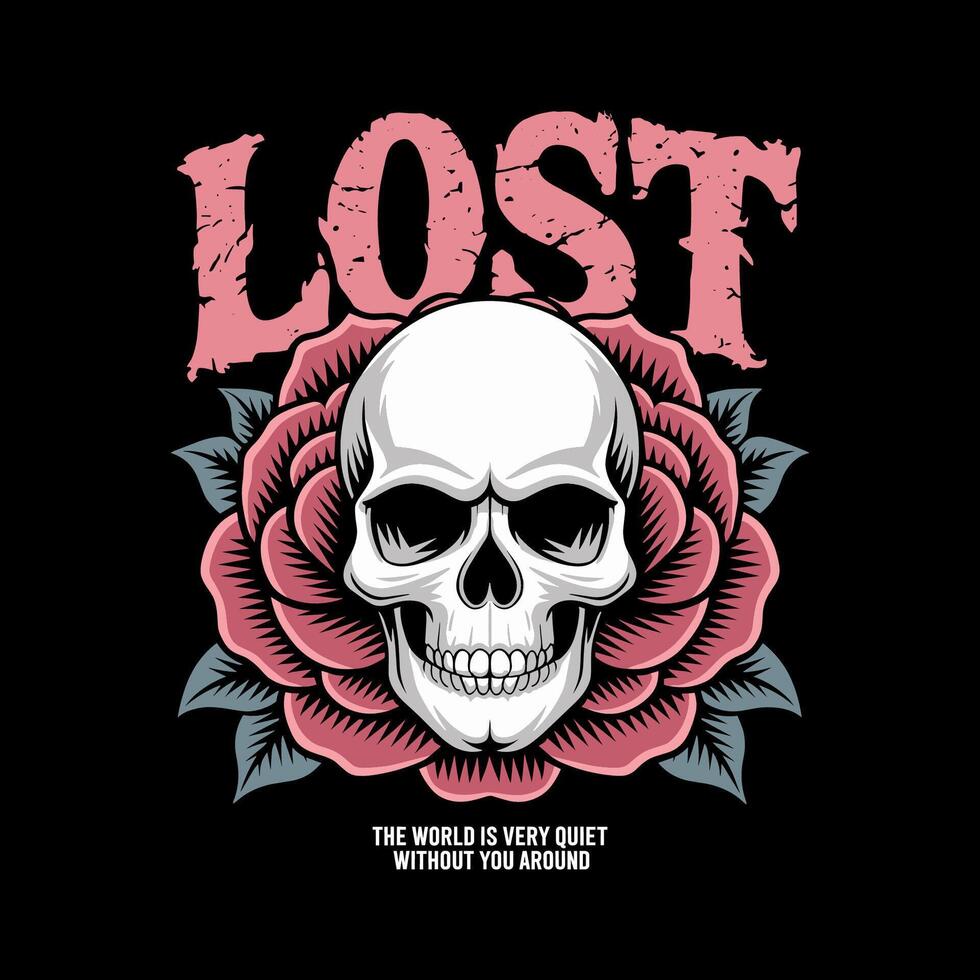 Skull abd rose - Gothic Illustration with Retro Typography vector