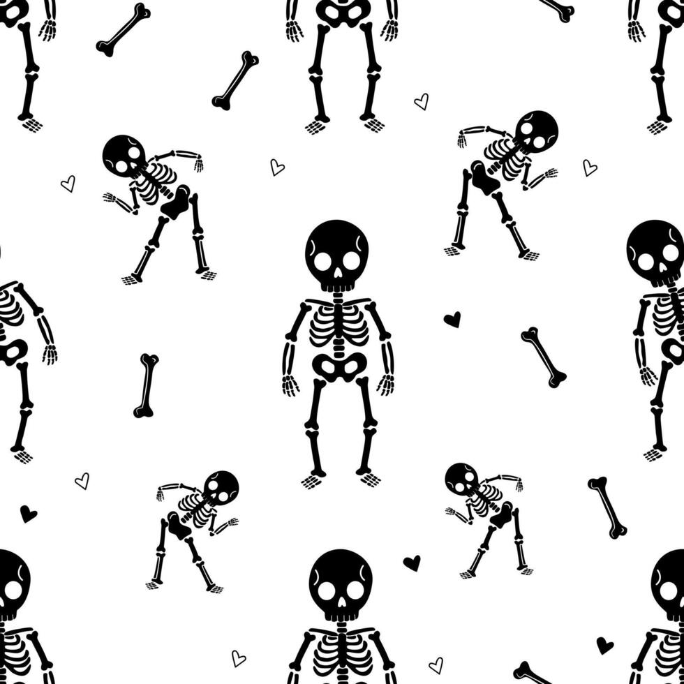 Cute Skeleton Seamless Pattern for Halloween Decor vector