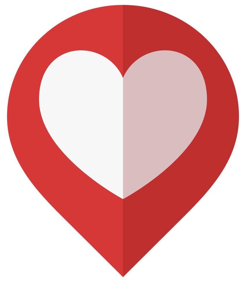red heart location pin isolated on white background. vector