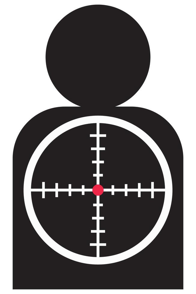 Shooting target with black target person flat icon isolated on white background. vector