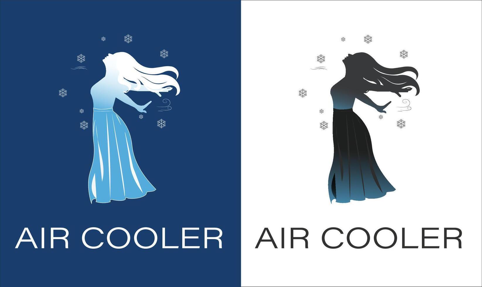 Air cooler logo, AC logo, Air freshener logo, Snow girl logo. vector