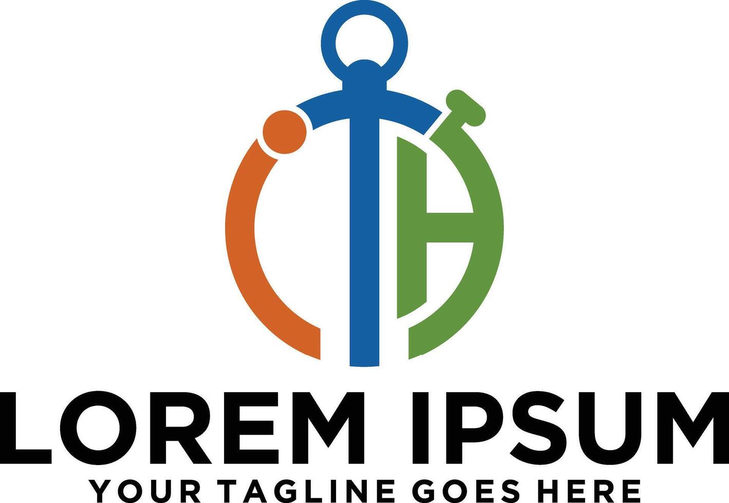 Stopwatch ITA letters logo design vector