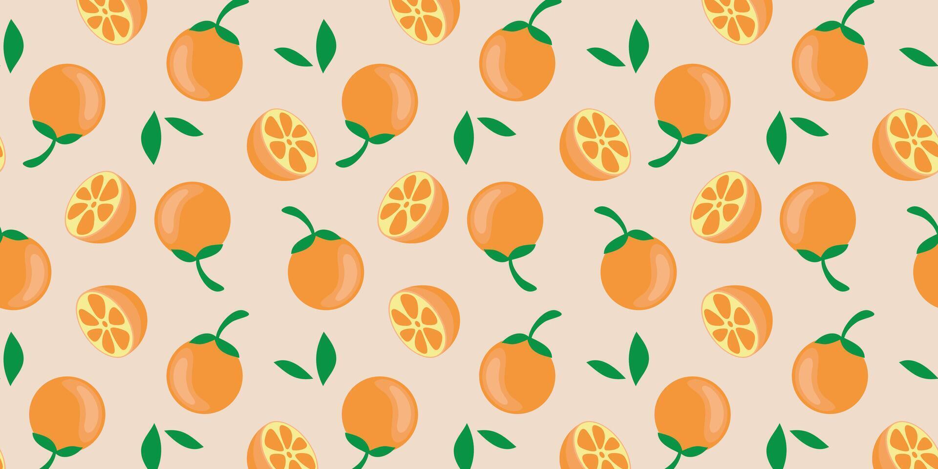Seamless pattern with oranges isolated on background. Cute colorful spring pattern for fabric, wrapping paper. Abstract illustration design vector