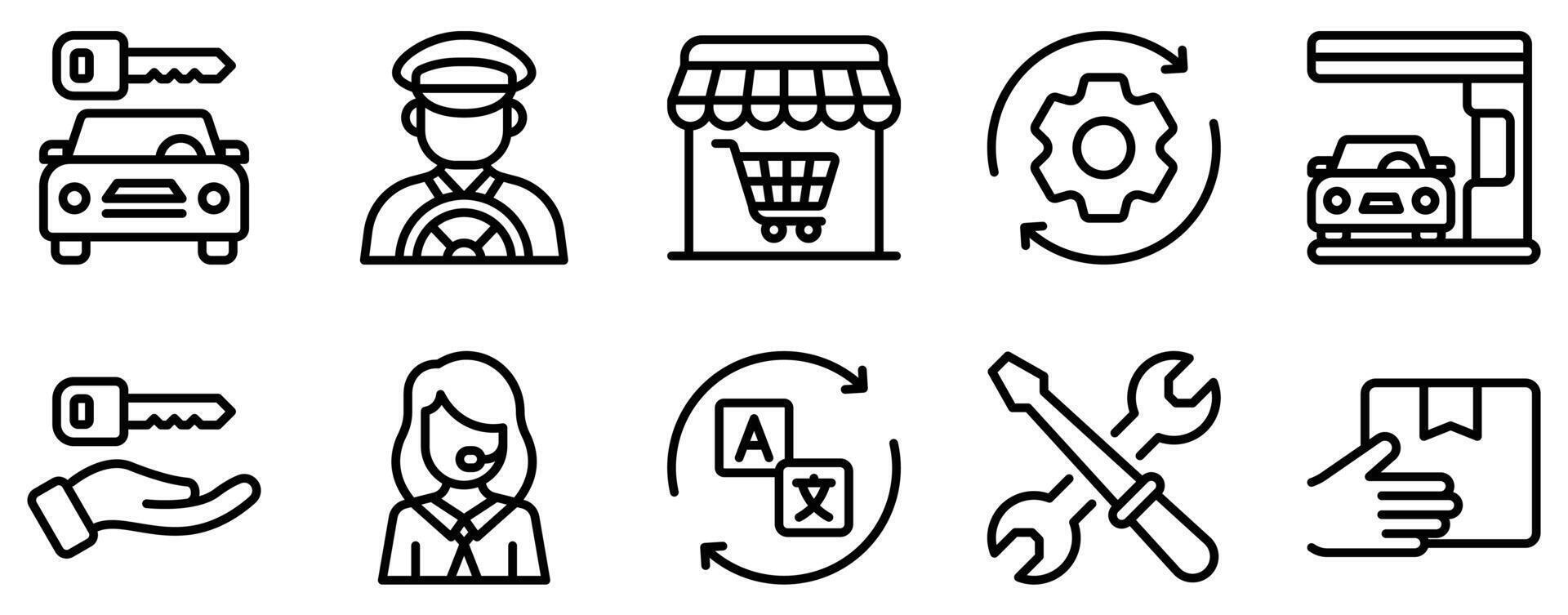 Convenience Icon Set Streamlined Line Style Collection for Easy Living vector