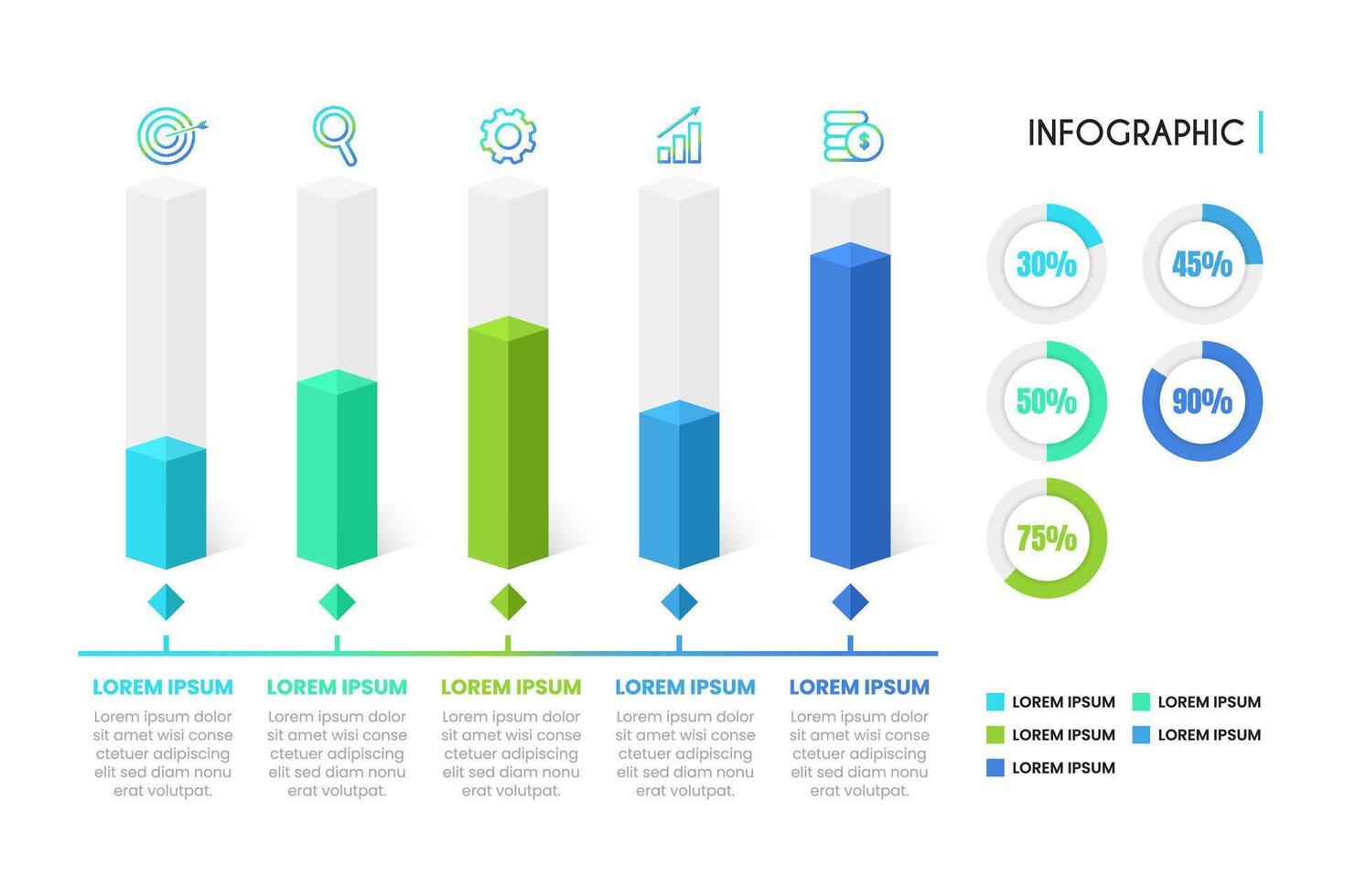 Business presentation infographic template, bar, steps, timeline vector