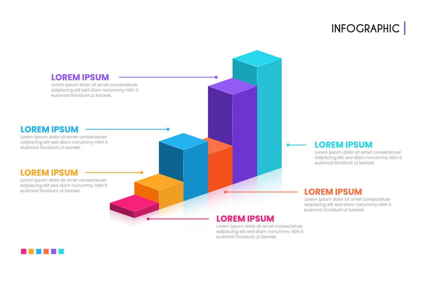 3D bar business statistic infographic template vector
