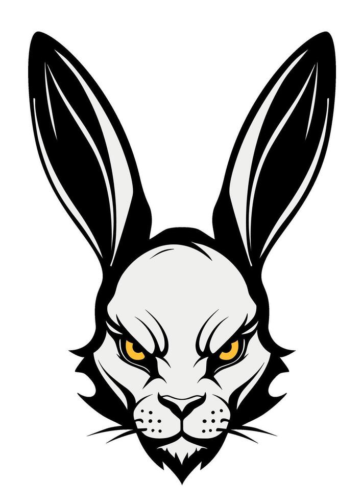 Rabbit hare, black and white, isolated logo or symbol. Can be used as emblem or mascot for sports or other products vector