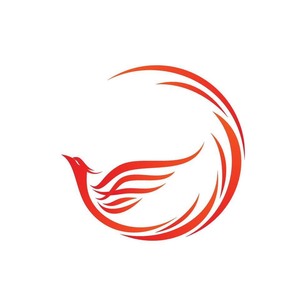 Mythological animal Phoenix fire bird round logo design vector