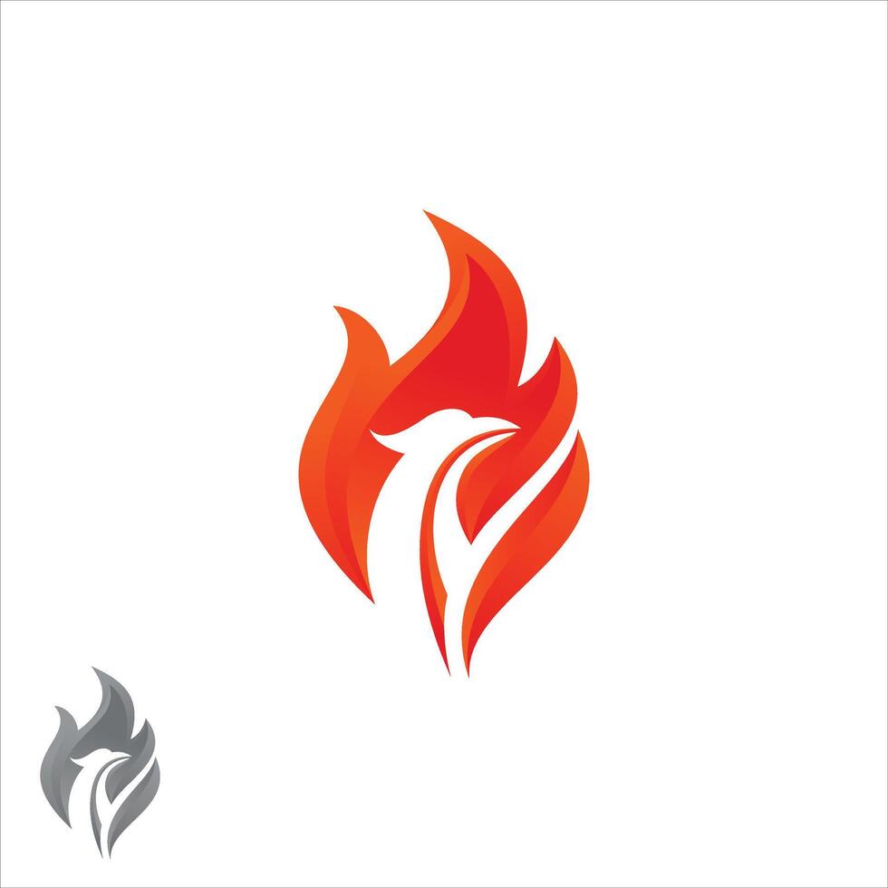 Mythological animal Phoenix fire bird negative space logo design vector