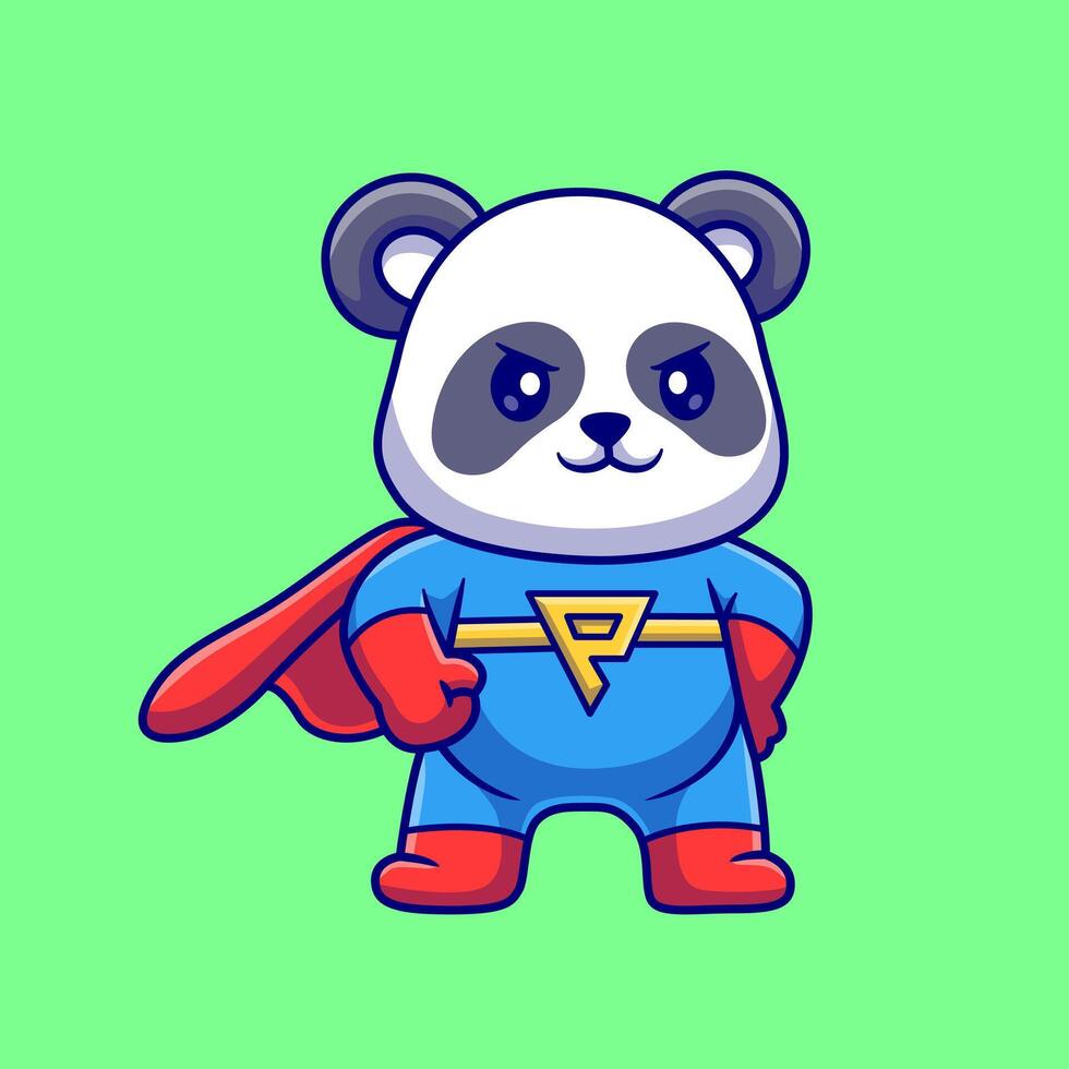 Cute Panda Super Hero Cartoon vector