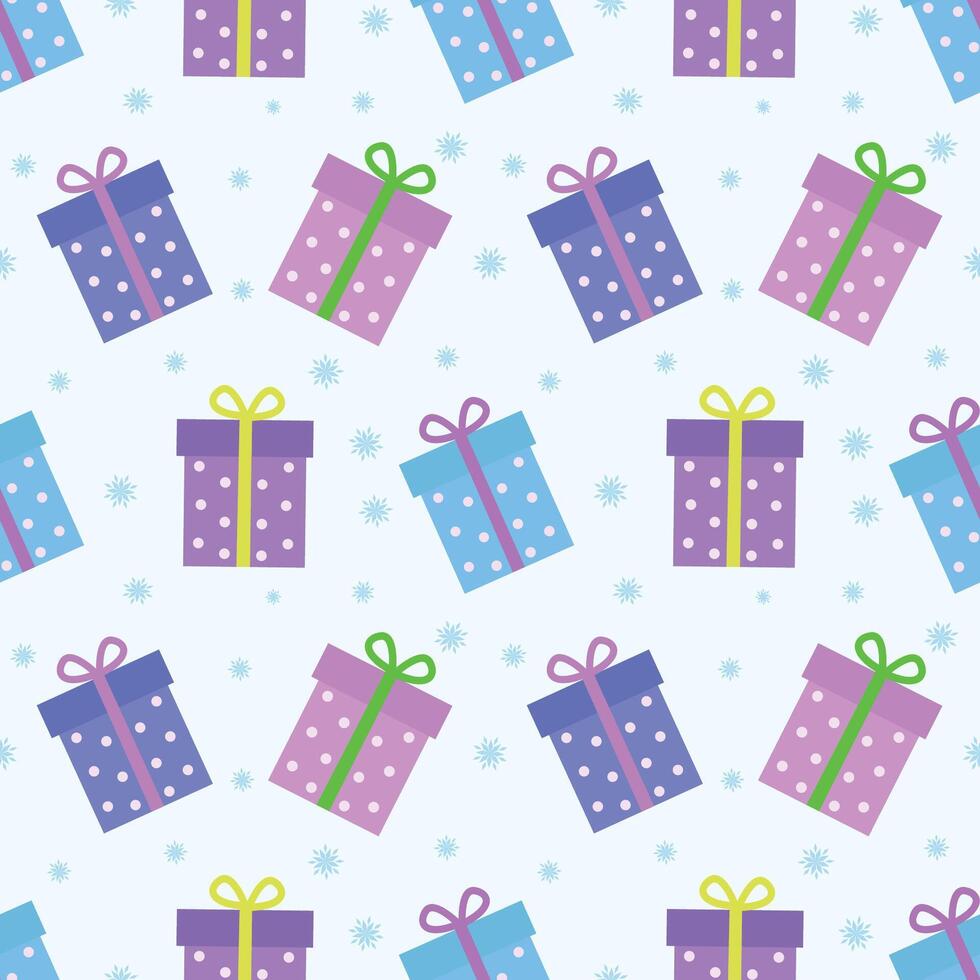 Seamless pattern with New Year's gifts. Merry Christmas and Happy New Year seamless background pattern. illustrations, drawings, style concept vector