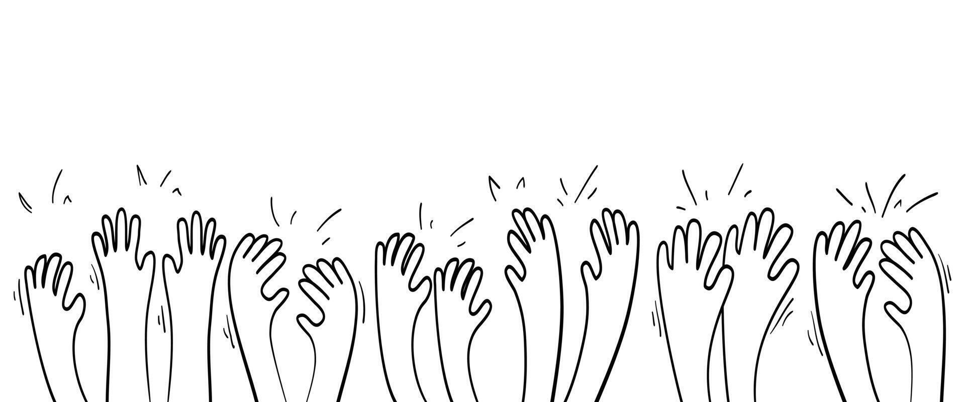 Hand drawn of hands clapping ovation. applause, hands gesture on doodle style vector
