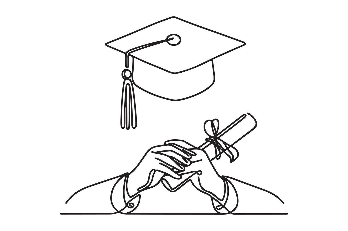 graduation cap and diploma vector