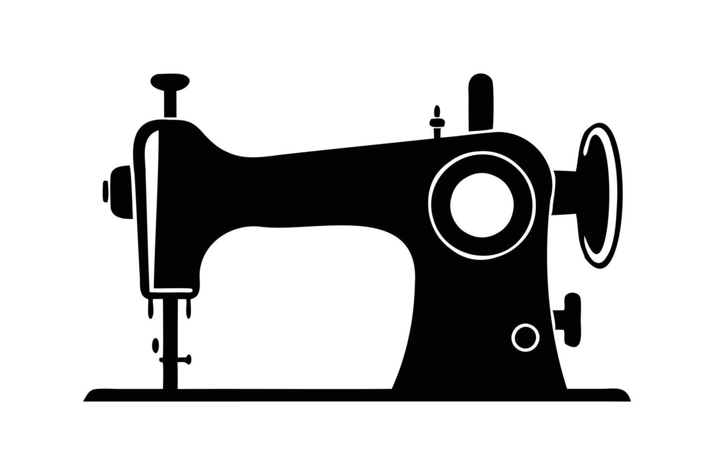 a black and white silhouette of a sewing machine vector