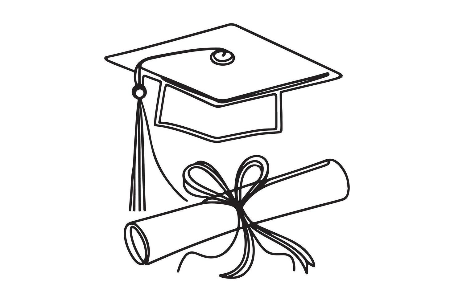 graduation cap and diploma roll vector