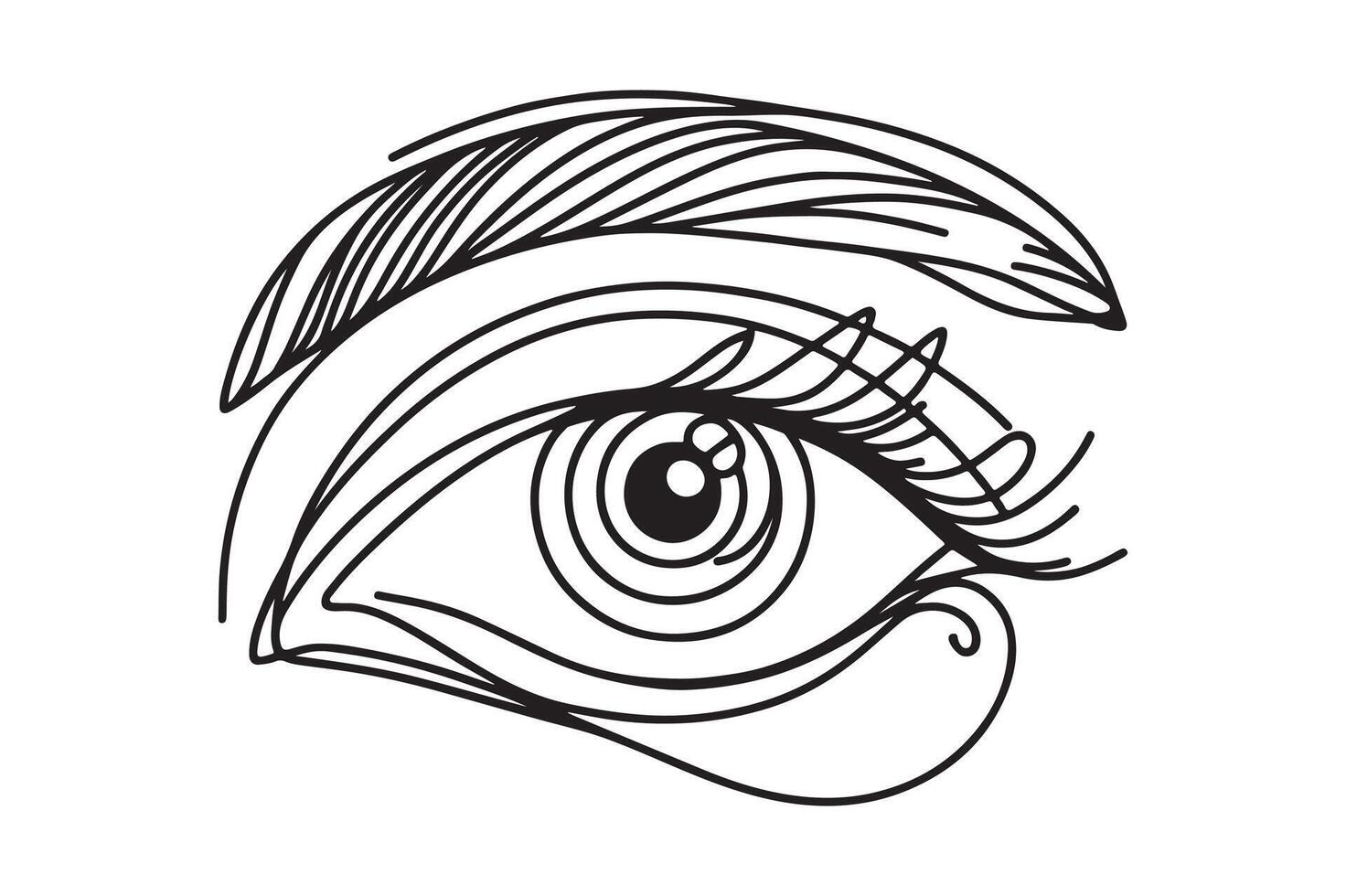 an eye drawing with a line drawing of a woman's eye vector
