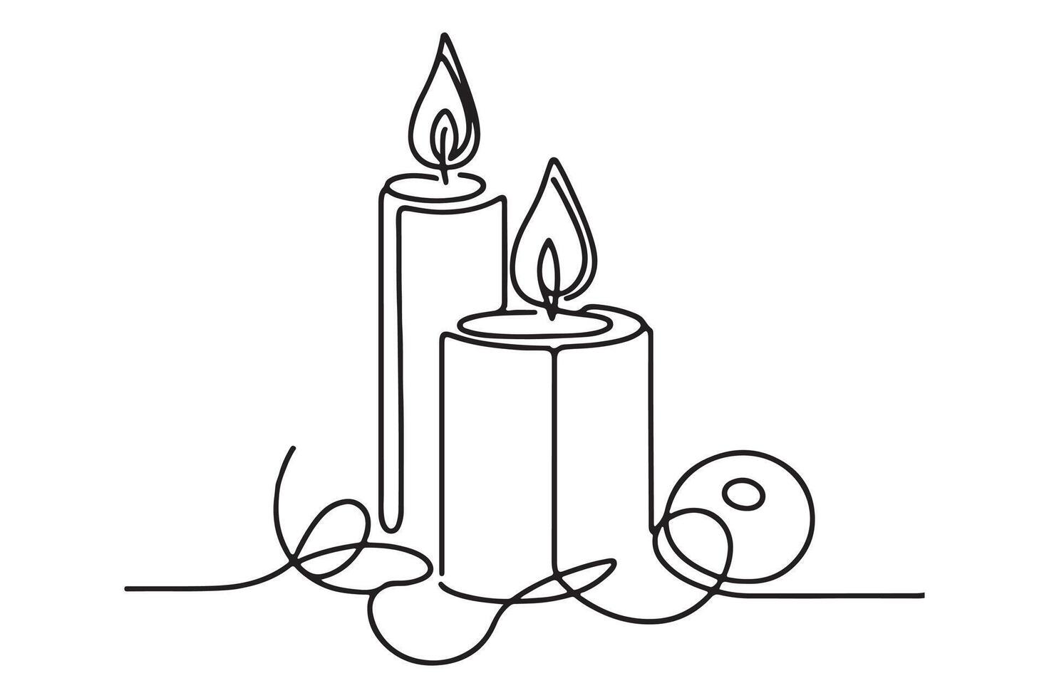 candle with wick and wreath vector