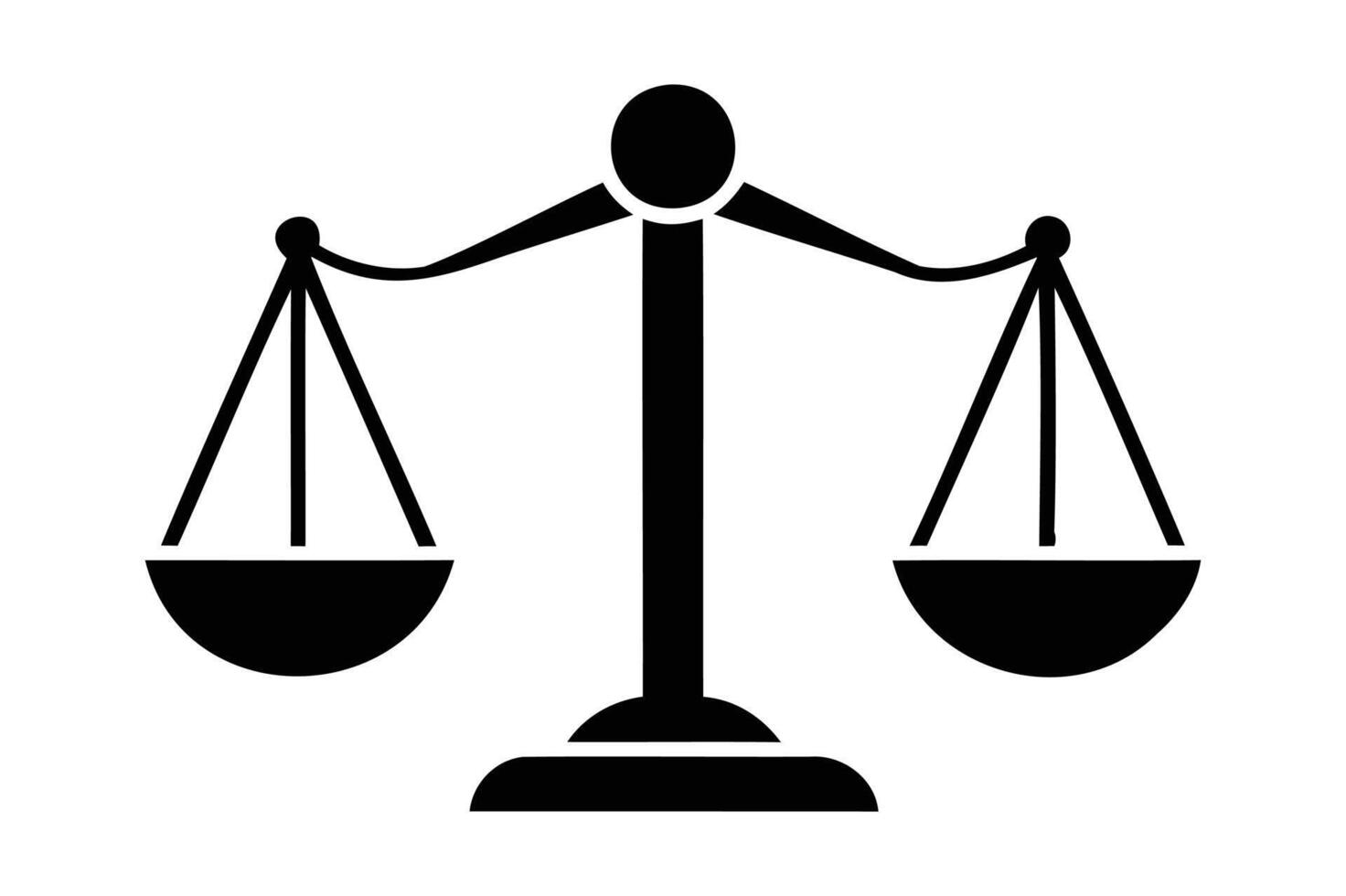a black and white minimalist of a scale of justice vector
