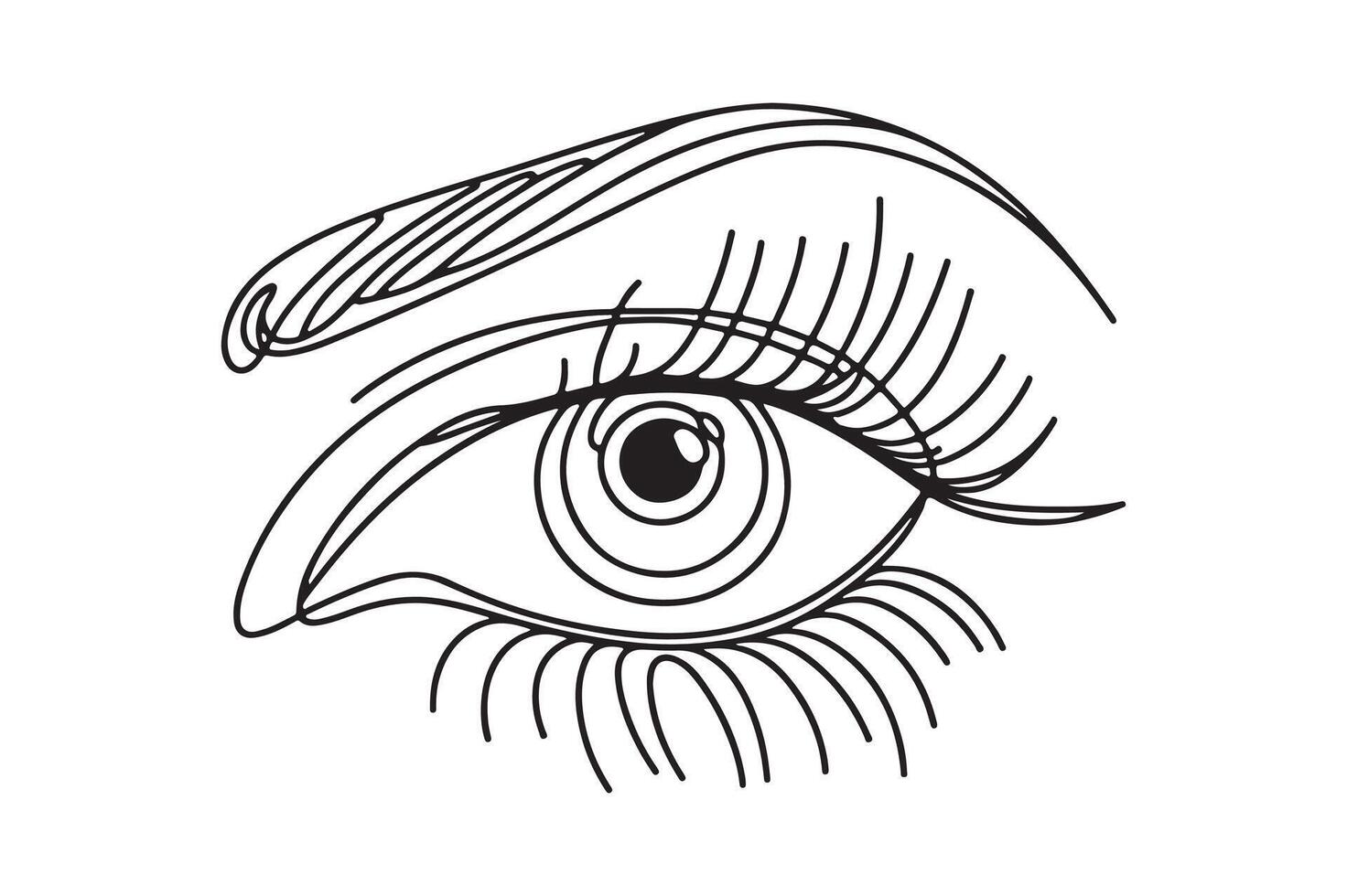 Single continuous one line art eye. vector