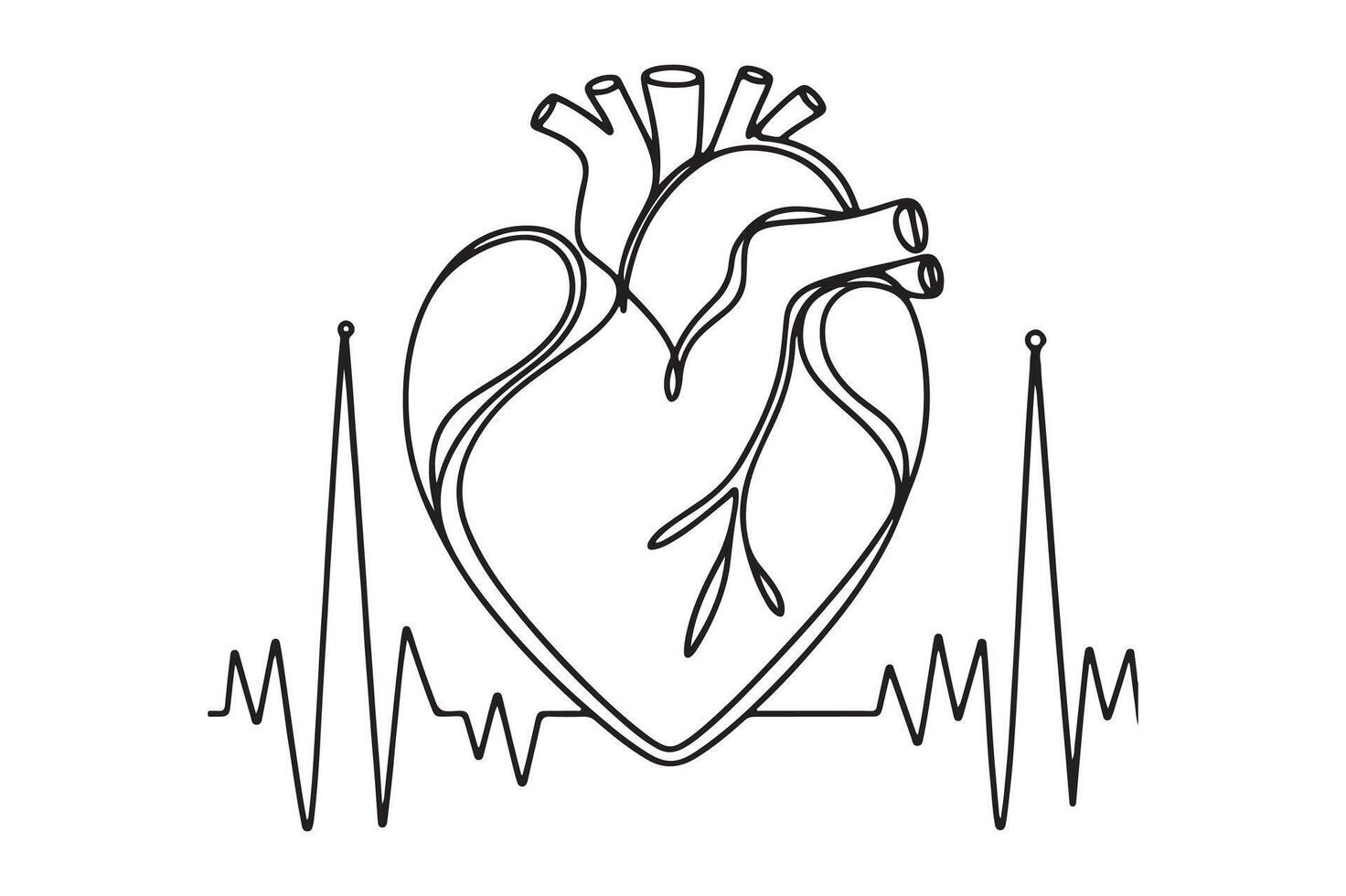 a heart with a heartbeat line and a heartbeat line vector