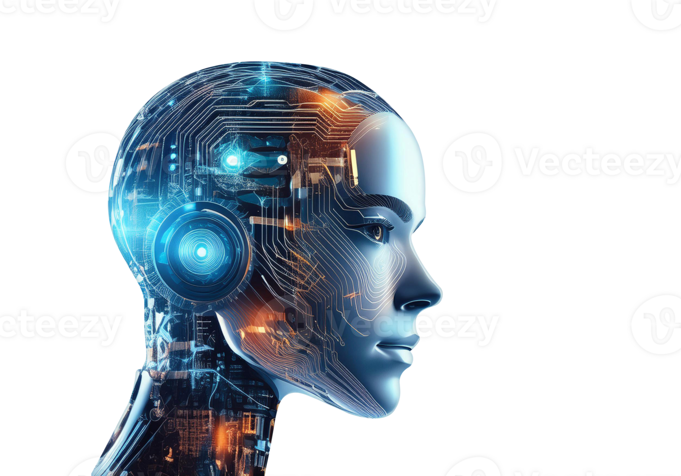 artificial inteligência robô com circuitos, simbolizando tecnologia, inovação, e futuro. png