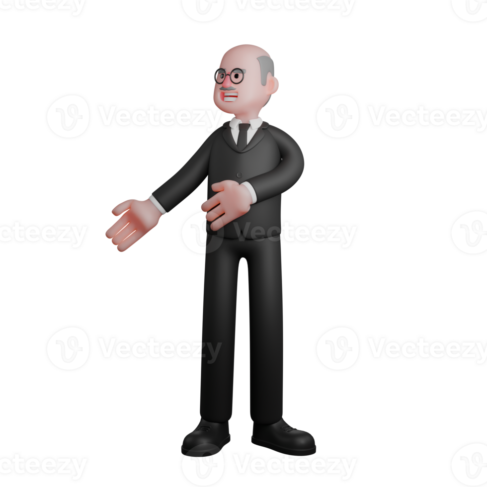 Professional 3D Male Judge. A judge with his left hand extended to the side. Judicial Character png