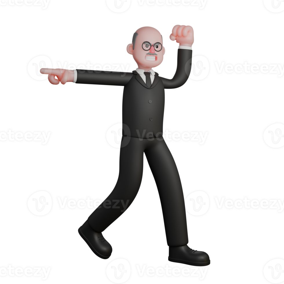 3D Model of Cartoon Judge. a judge walks with his right hand pointing to the right side while his left hand is clenched upwards. Judicial Expert png
