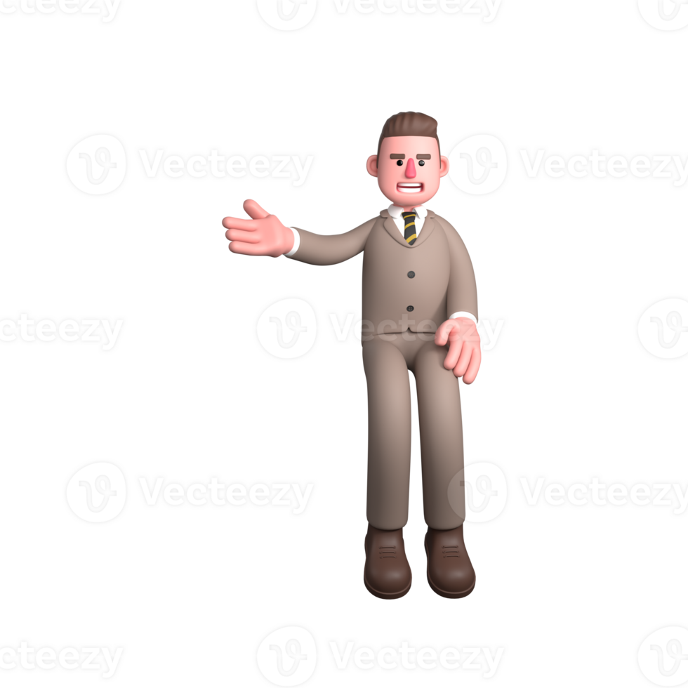 Male Lawyer Professionalism in 3D. A male lawyer is standing leaning slightly back and with his left hand on his thigh while his right hand is raised to the side. Legal Services png