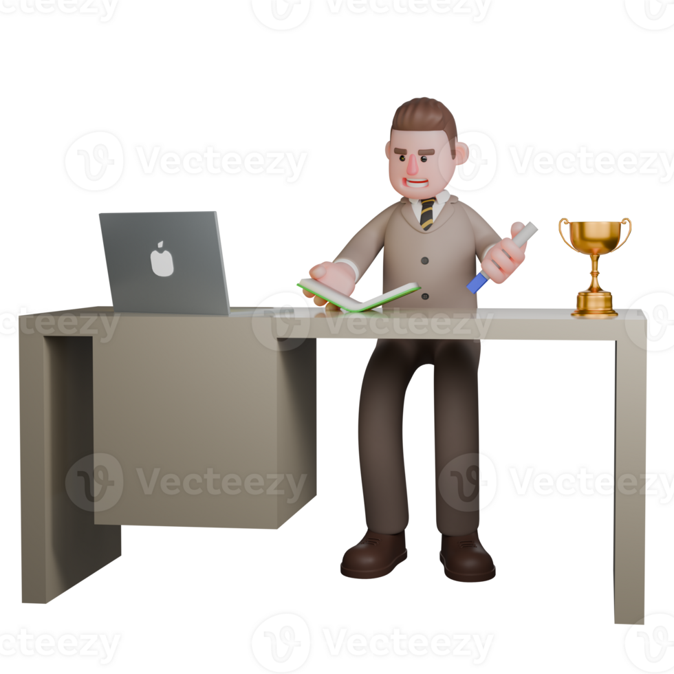A male lawyer stands holding a pen in his left hand and a notebook in his right hand. Professional Male Lawyer png