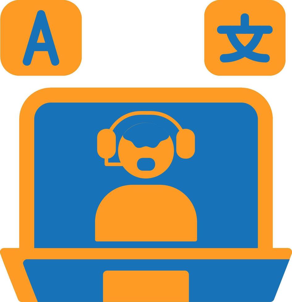 Online Language Teacher Flat Two Color Icon vector