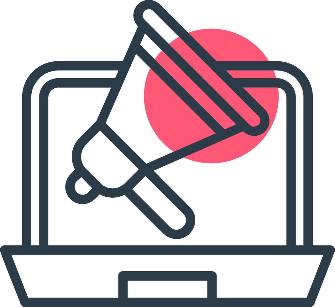 Online Advertising Line with small circle background Icon vector