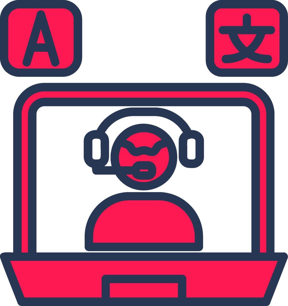 Online Language Teacher Line Half Filled Icon vector