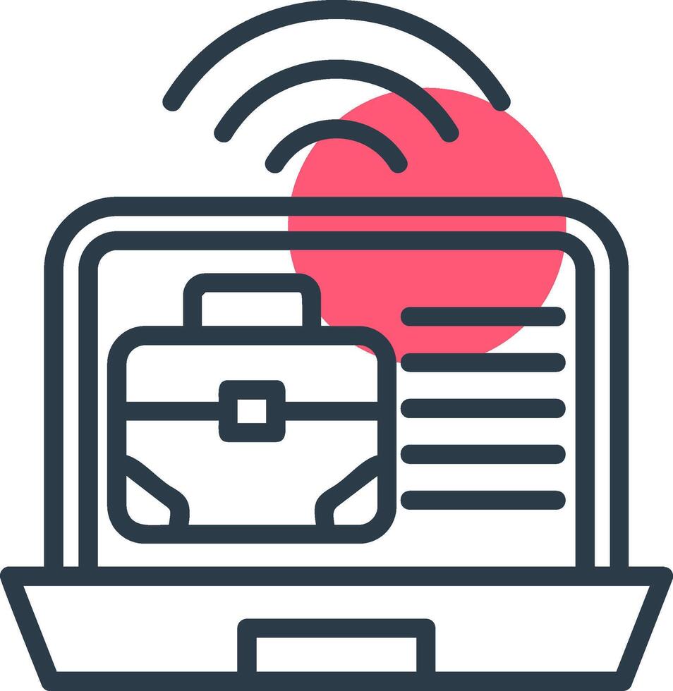 Online Jobs Platform Line with small circle background Icon vector