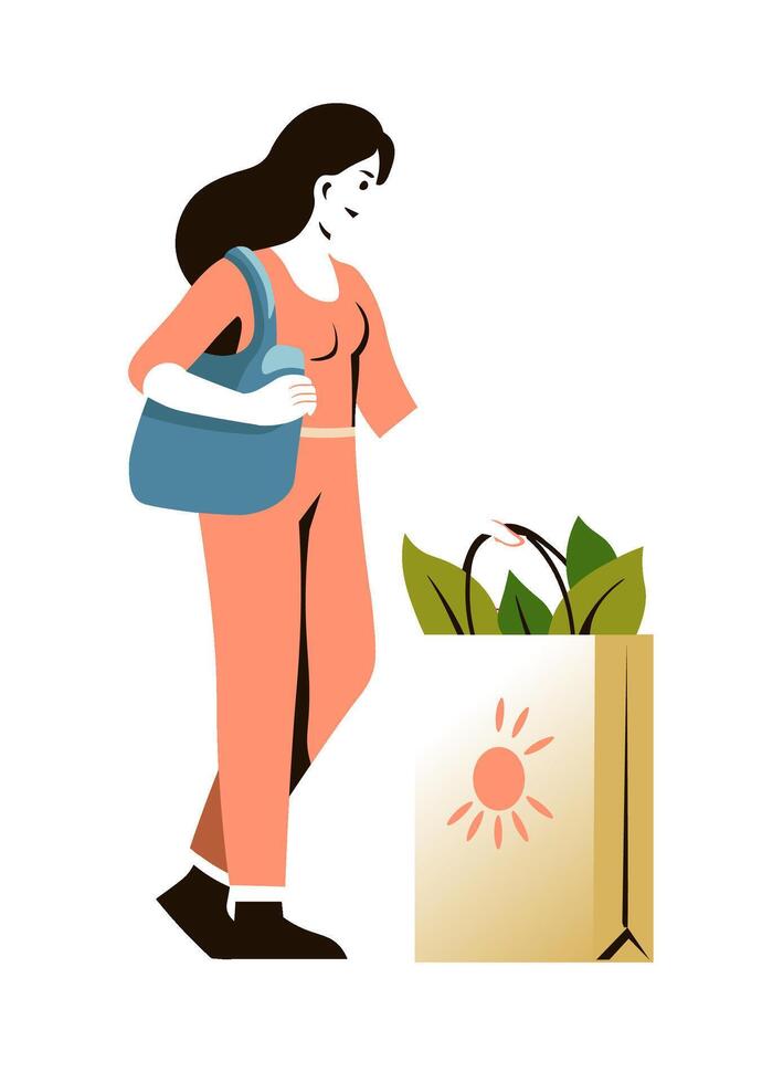 Woman with Shopping Bag vector