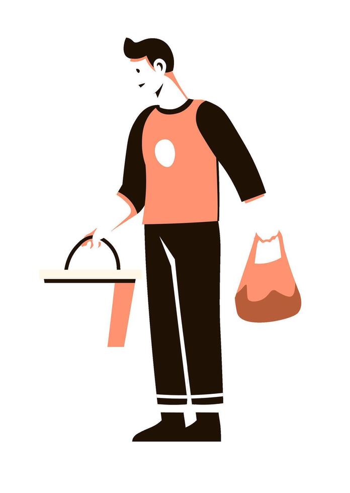 a Man Holding Shopping Bag vector