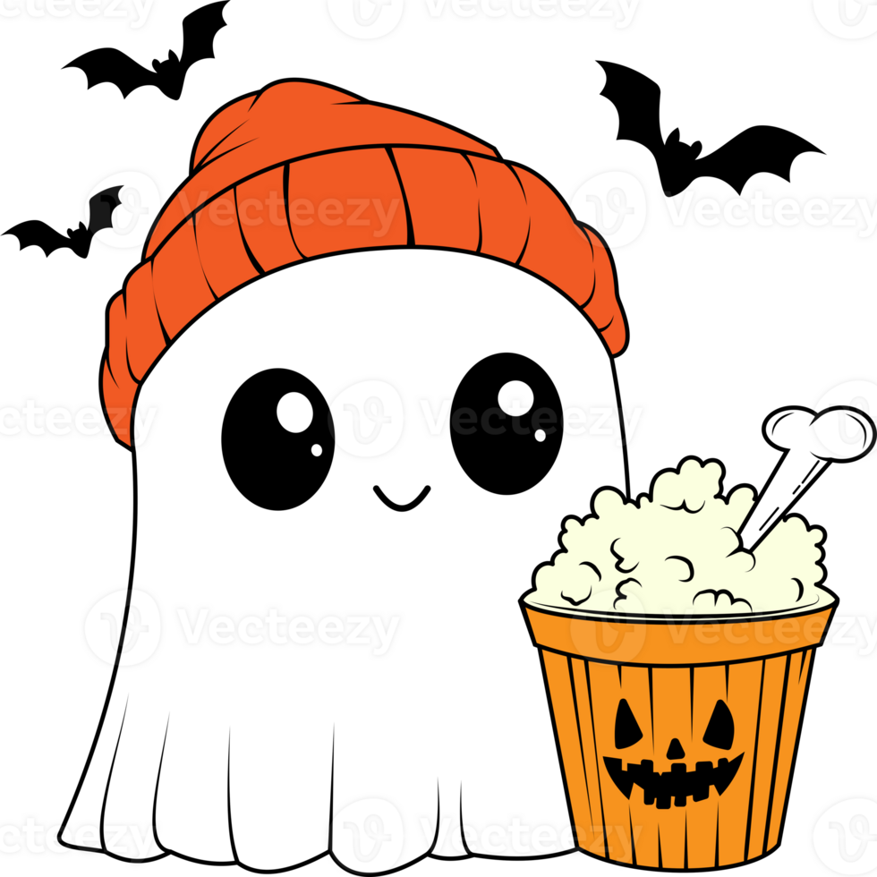 cute cartoon ghost for horror movie png