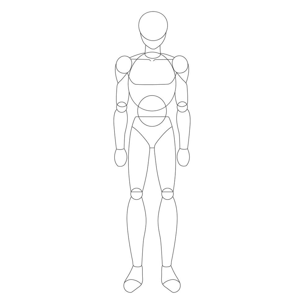 Human Figure Outline Basic Pose Character Sketch Drawing vector