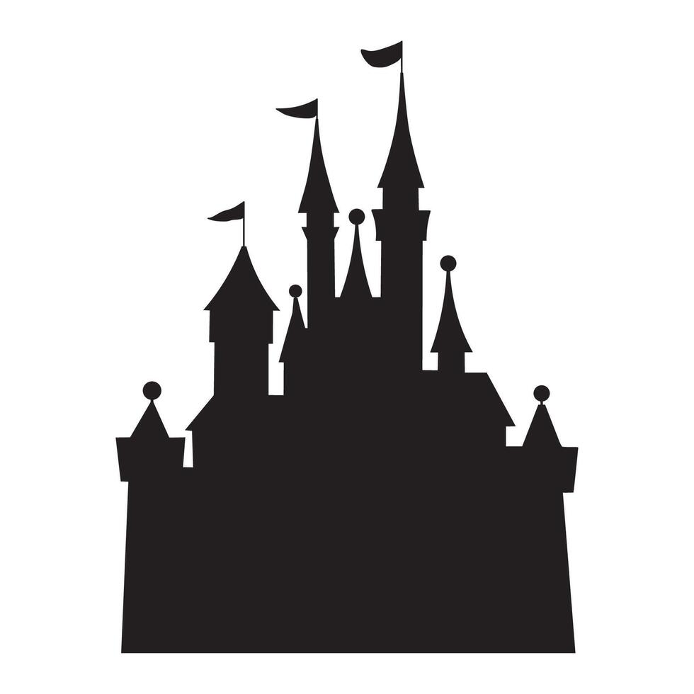 Castle Silhouette with multiple towers and spires vector