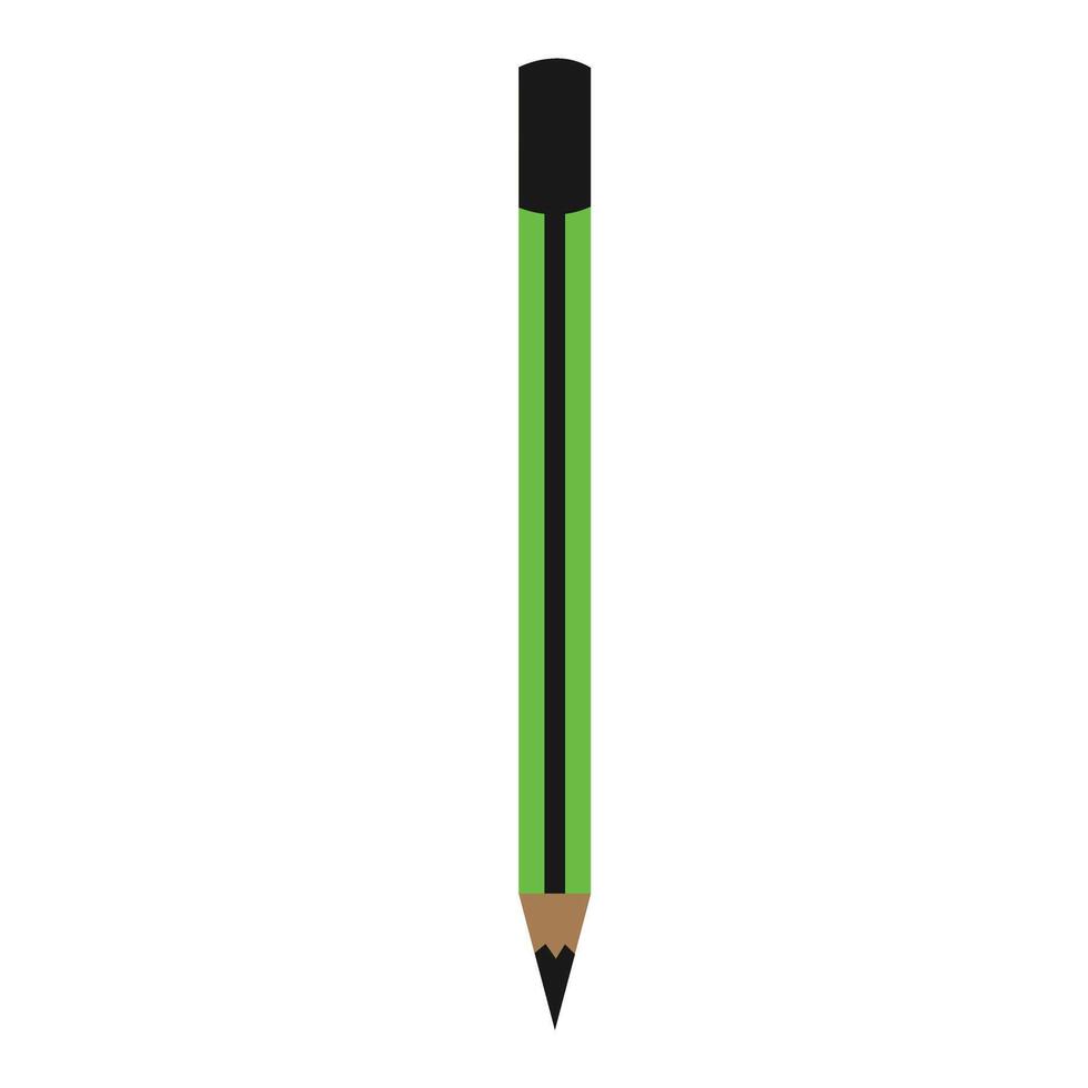 A green pencil with a black tip on a white background vector