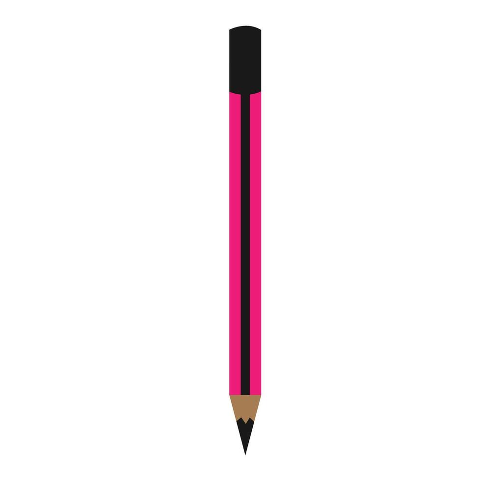 A pink pencil with a black tip on a white background vector