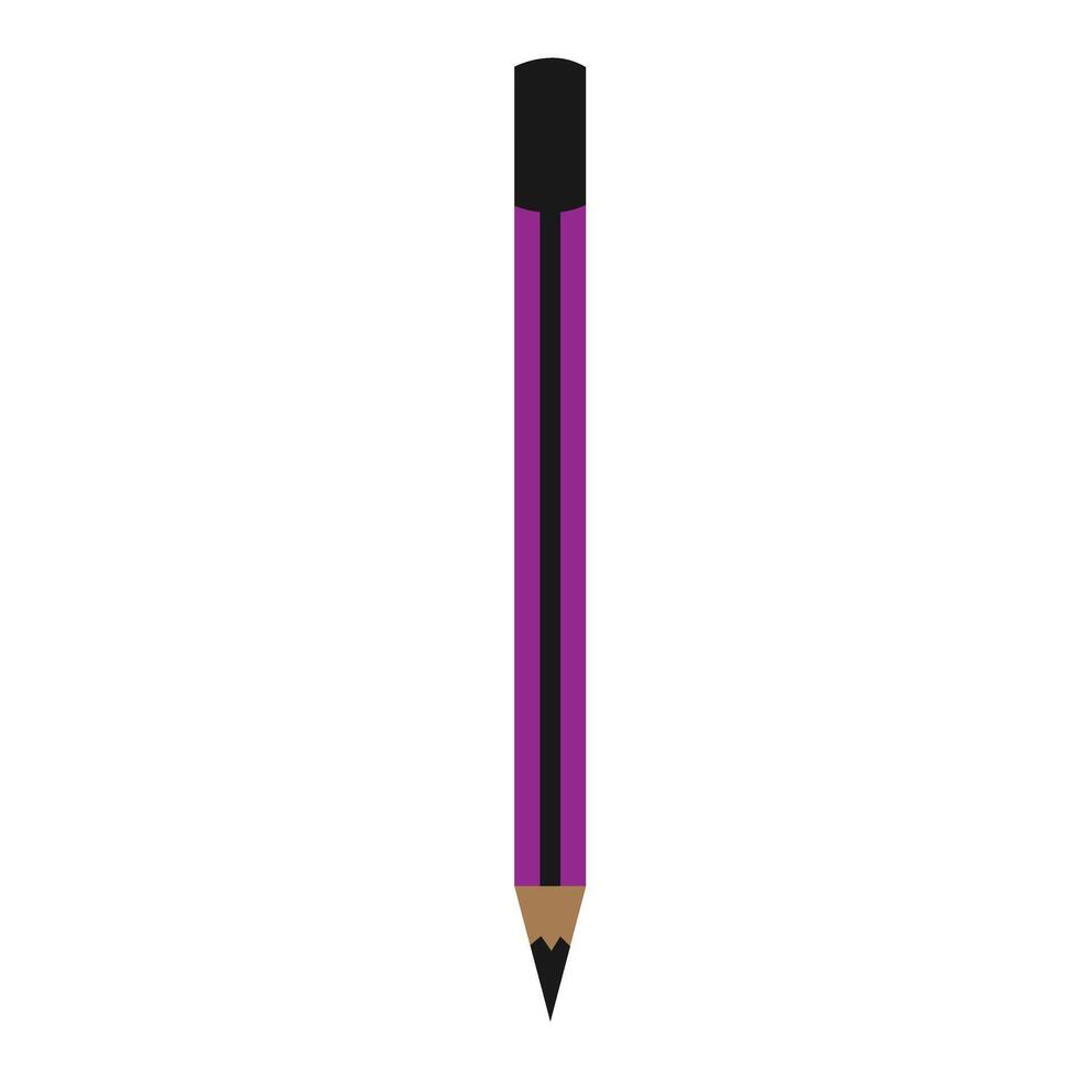 A purple pencil with a black tip on a white background vector