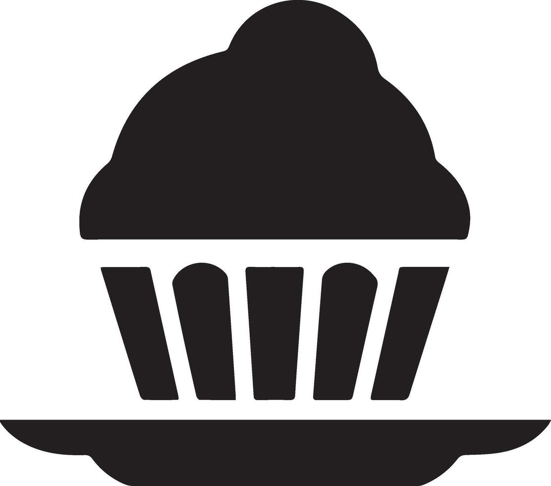 A cupcake with frosting and cherry silhouette vector
